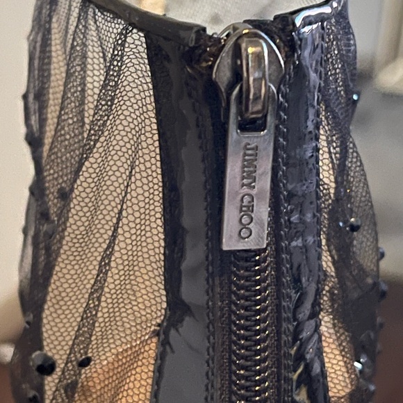 Jimmy Choo Black Crystal Embellished Open-Toe Booties sz 39 - Picture 5 of 7